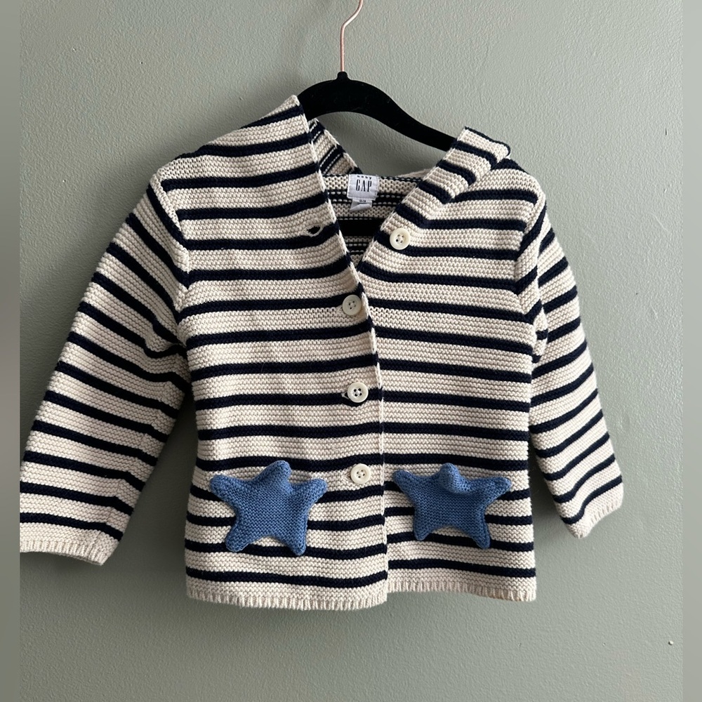 GAP Baby Striped Sweater - Navy and Cream 12-18 Months